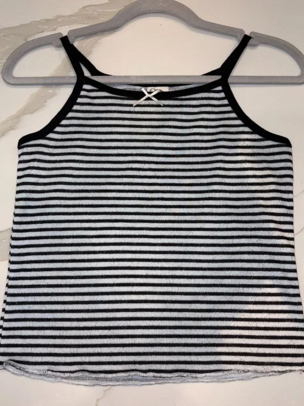 (L) Art Class Girls' Jacquard Striped Tank Top & Pants Pajama Set - Black/White